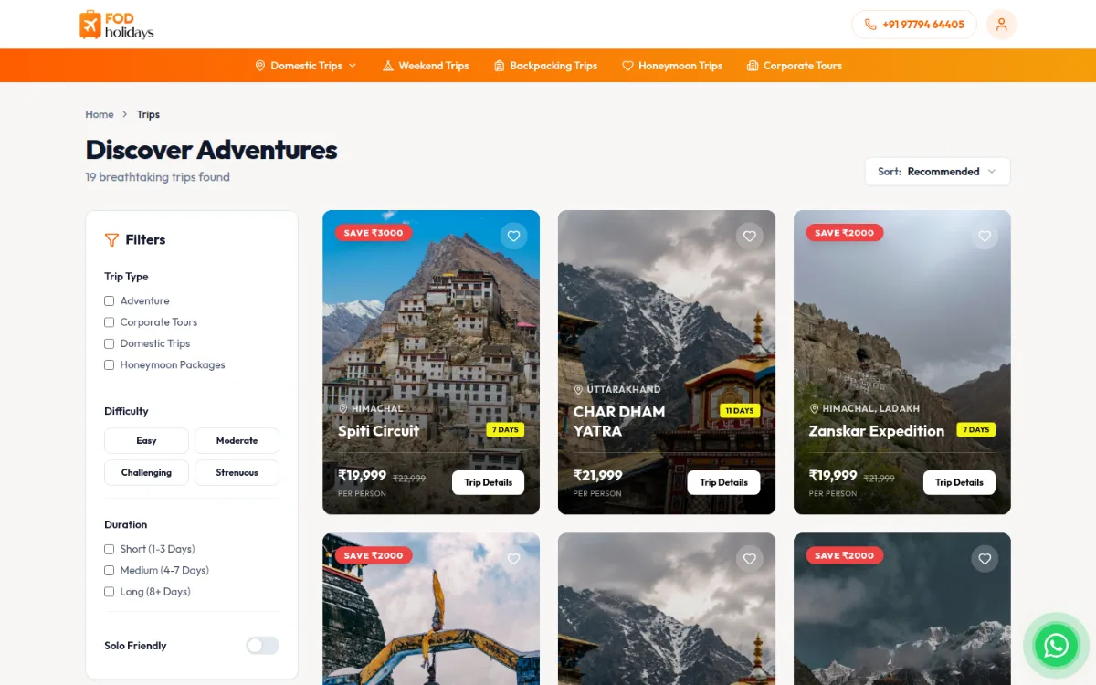 FOD Holidays: Trips catalogue