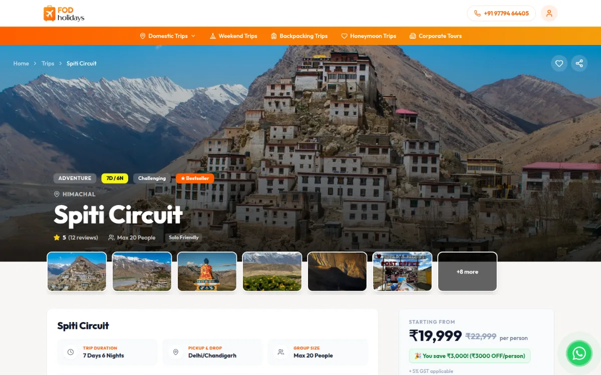 FOD Holidays: Trip page: Spiti Circuit